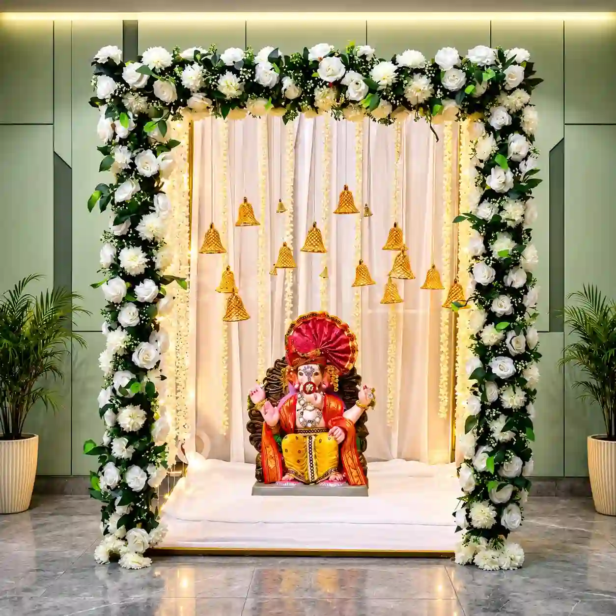 Ganesh Pooja White Set up